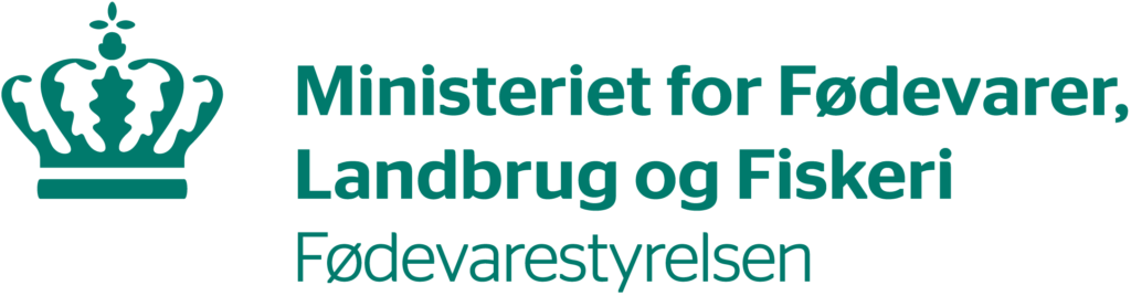Logo for Ministeriet for Fødevarer, Landbrug og Fiskeri samt Fødevarestyrelsen.